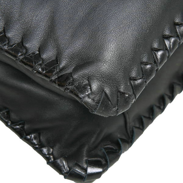 Bottega Veneta nero waxed leather briefcase 16043 black